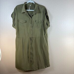R&R Stylish Olive Green Shirt Dress SZ:1X